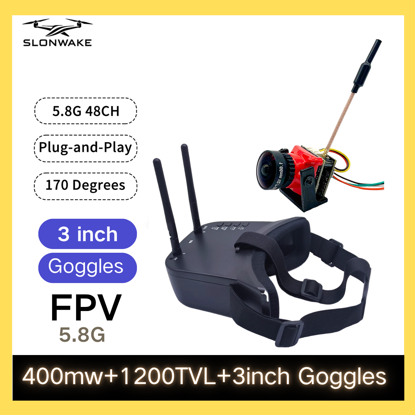 SLONWAKE 5.8G 48CH FPV 400mw V - Drone Frame 评论和价格