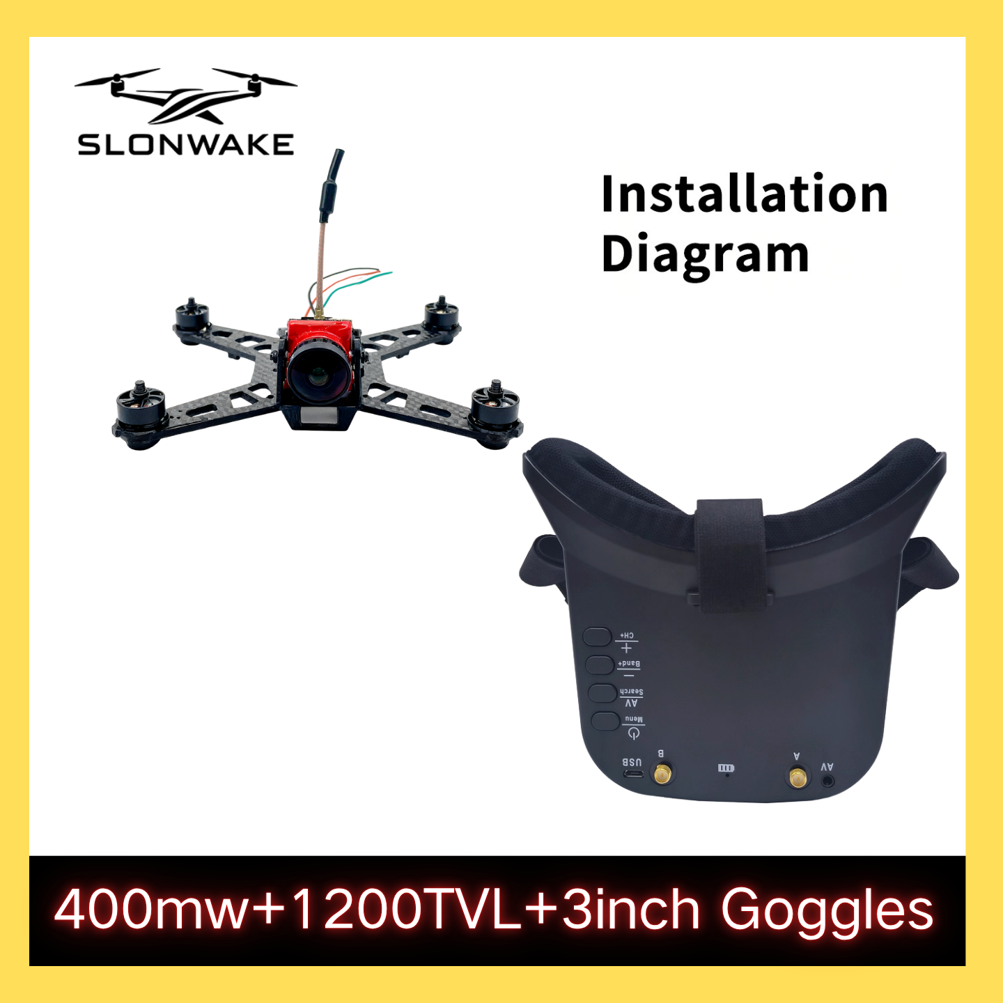 SLONWAKE 5.8G 48CH FPV 400mw V - Drone Frame 评论和价格