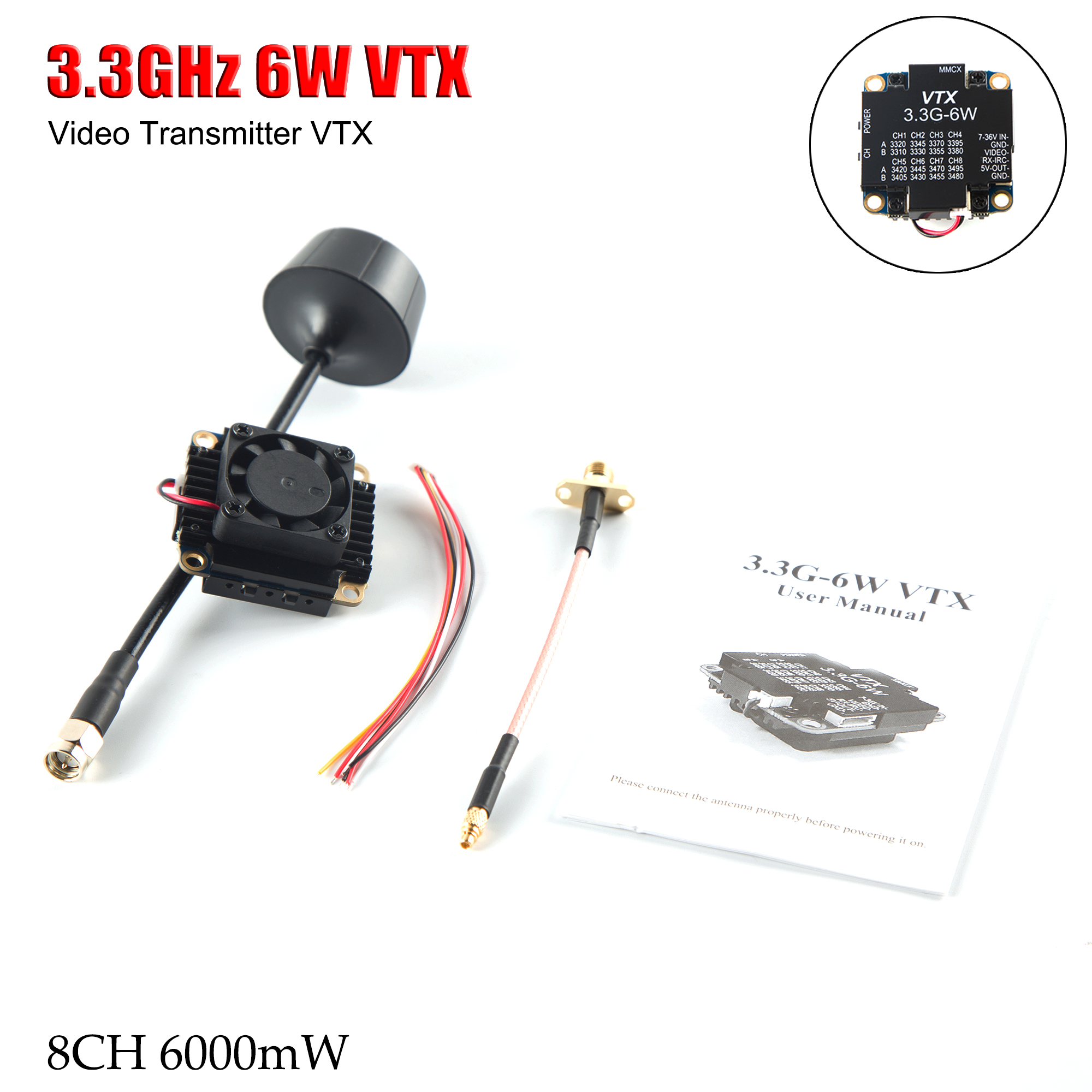 FPV Video Transmitter 3.3G 6W  - Drone Transmitter 评论和价格